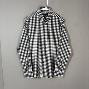 Mizzen+Main Leeward Shirt Mens Small Blue Check Long Sleeve Stretch Button Up